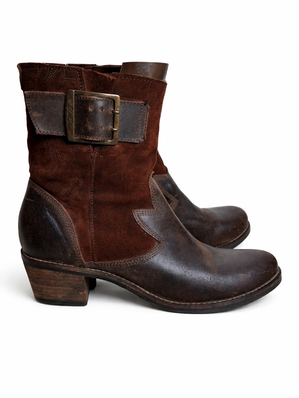 OluKai Kaiulani Brown Leather Western Ankle Boots Size 7